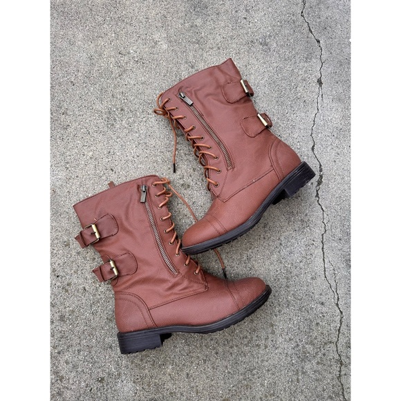 Top Moda Size 7 Lace Up Military Combat Boots - Picture 1 of 4